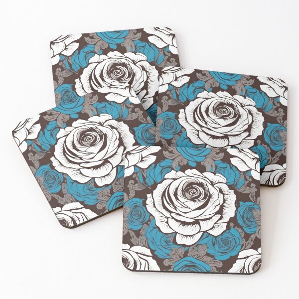 Item preview, White & Blue Damask Inspired Rose designed and sold by DesignsByPrnces.