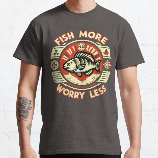 Men's Fish More Worry Less Hooks and Tackle Short Sleeve Tee