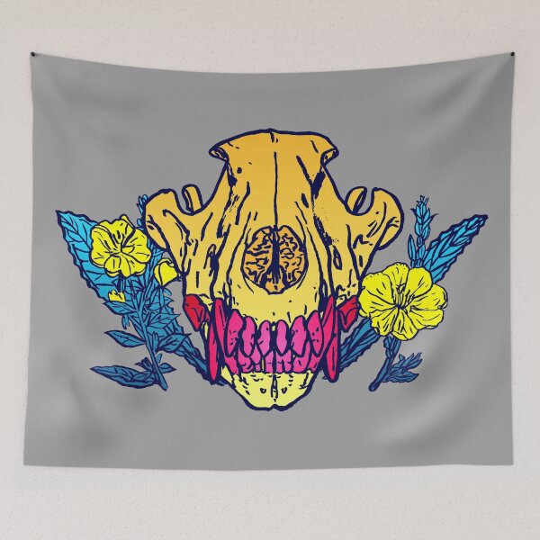 Item preview, Wolf Skull and Evening Primrose designed and sold by HiddenStash.