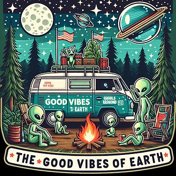 Artwork thumbnail, Aliens camping in earth with good vibes by Coollzone