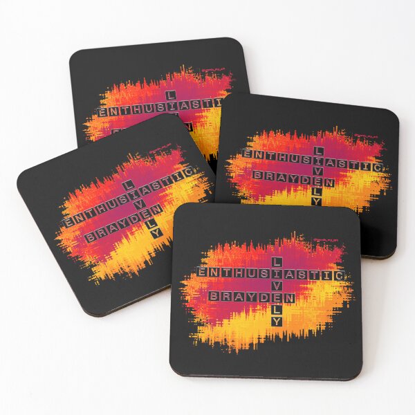 Item preview, Brayden Lively and Enthusiastic Crossword Red Yellow Black designed and sold by words-my-art.