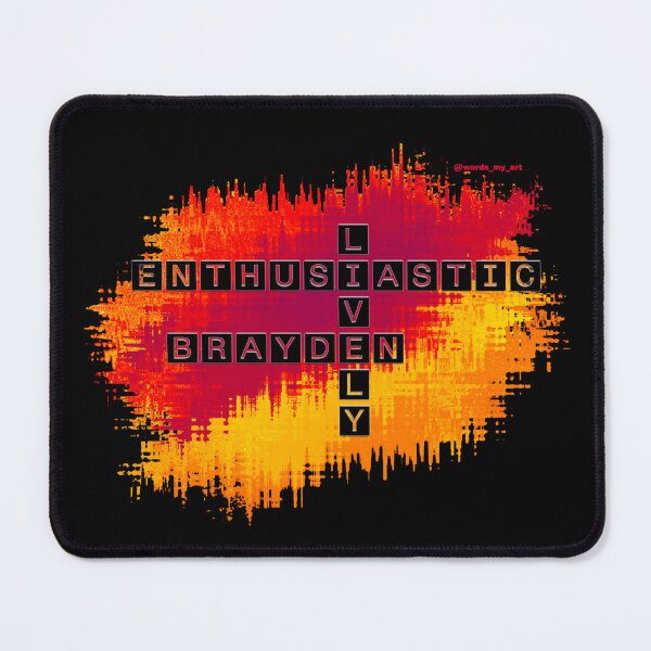 Item preview, Brayden Lively and Enthusiastic Crossword Red Yellow Black designed and sold by words-my-art.