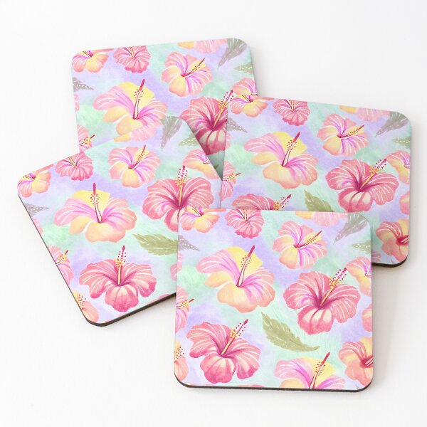 Item preview, Aquarel Pastel Hibiscus Flowers designed and sold by JZDezignsz.