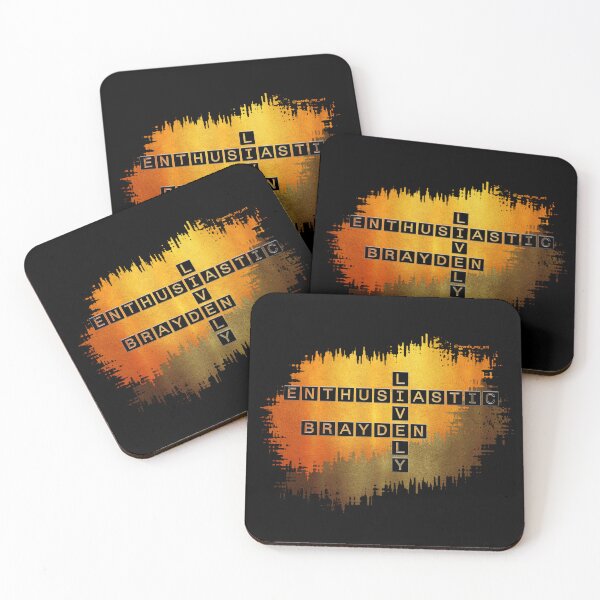 Item preview, Brayden Lively and Enthusiastic Crossword Golden Gold Black designed and sold by words-my-art.