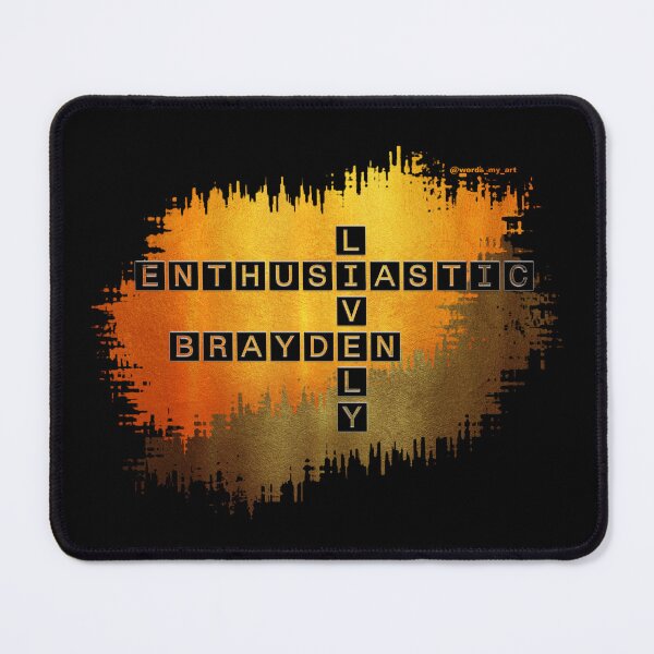 Item preview, Brayden Lively and Enthusiastic Crossword Golden Gold Black designed and sold by words-my-art.