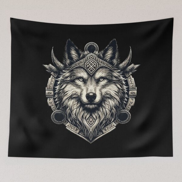 Item preview, Wolf Fenrir Norse Mythology Viking Warrior designed and sold by TomFrontierArt.