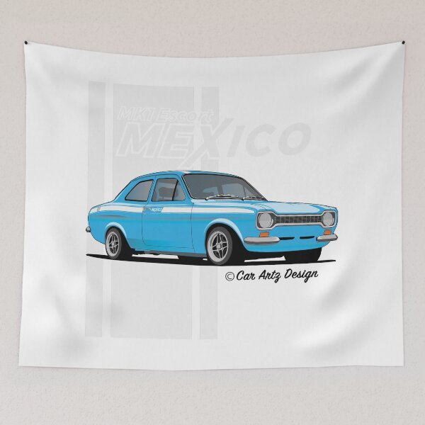 Item preview, Mk1 Escort Mexico (Blue + White) designed and sold by SketchMyRide.