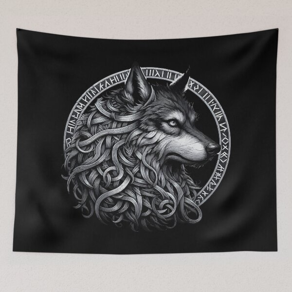 Item preview, Wolf Fenrir Norse Mythology Viking Warrior designed and sold by TomFrontierArt.