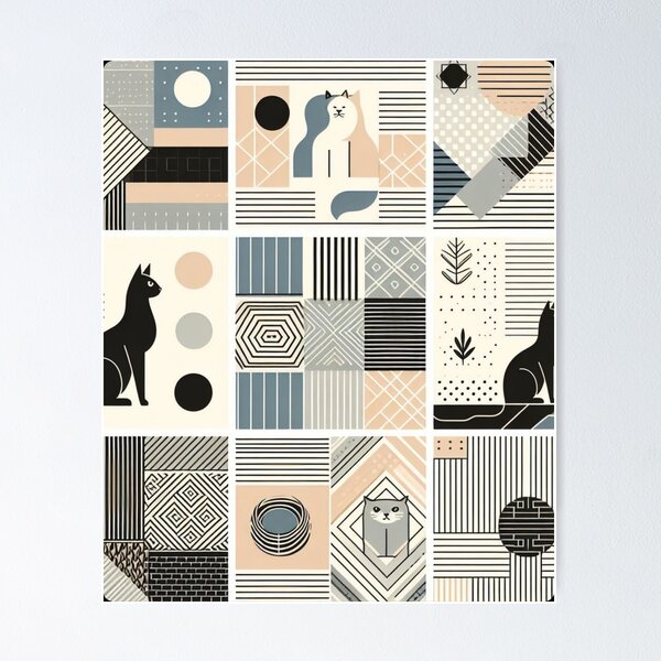 Item preview, Sleek Feline Forms - Minimalist Cat Pattern designed and sold by JL-PhoneCases.