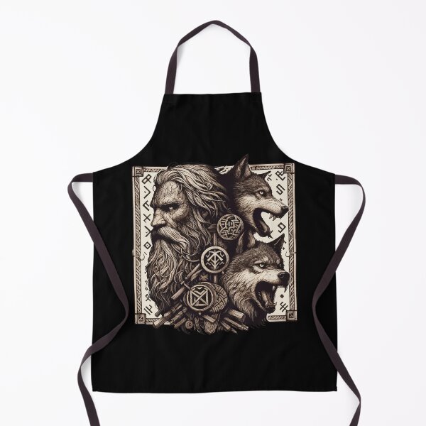Item preview, Odin with Two Wolfs Norse Mythology Viking designed and sold by TomFrontierArt.