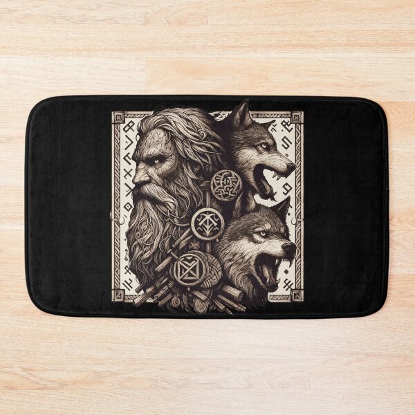Item preview, Odin with Two Wolfs Norse Mythology Viking  designed and sold by TomFrontierArt.