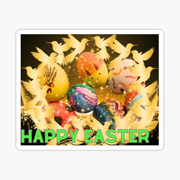 Item preview, Happy Easter birds and eggs designed and sold by MetallenaLux.