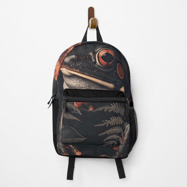 Item preview, Dark frog with red flowers - dark cottagecore academia aesthetic designed and sold by Fantasy Cache.