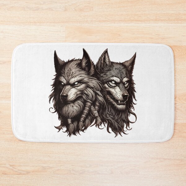 Item preview, Two Wolfs Norse Mythology Viking Warrior designed and sold by TomFrontierArt.