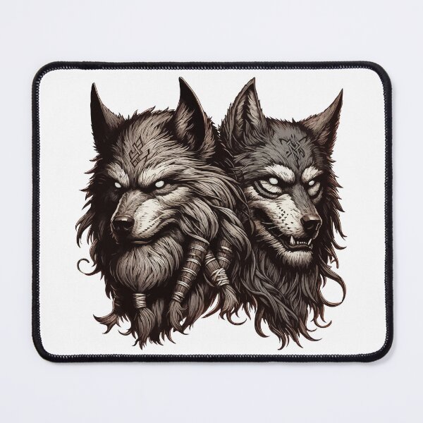 Item preview, Two Wolfs Norse Mythology Viking Warrior designed and sold by TomFrontierArt.