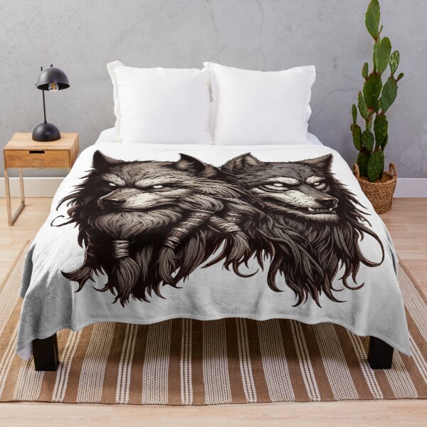 Item preview, Two Wolfs Norse Mythology Viking Warrior designed and sold by TomFrontierArt.