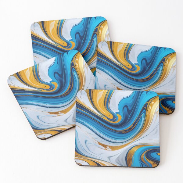 Item preview, Abstract Blue Yellow White Marble Pattern designed and sold by TheArtOfPat.