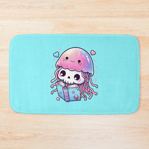 Item preview, Kawaii Skeleton In a Jellyfish Costume Reading Book designed and sold by TomFrontierArt.