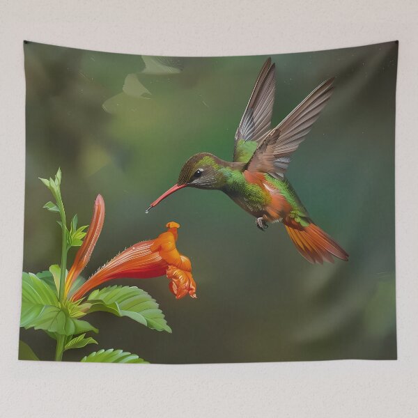 Item preview, Rufous-tailed Hummingbird in Flight designed and sold by LivingArtClips.