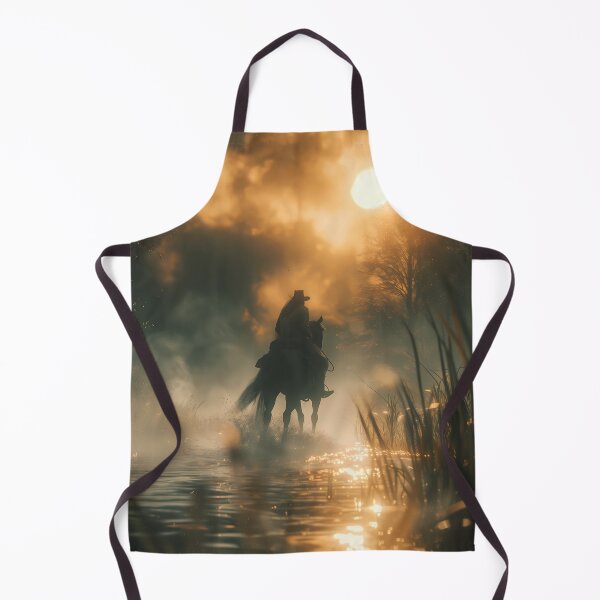 Item preview, Portrait of a rider in the mist at setting sun designed and sold by Fantasyplus.