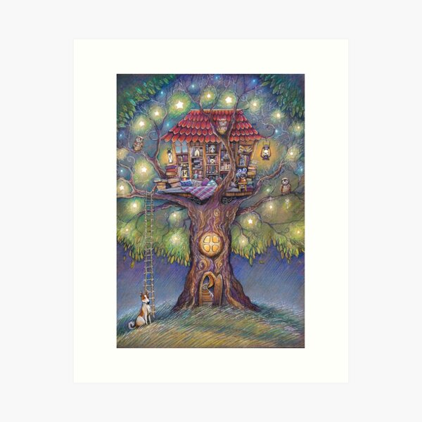Vista previa del artículo con la obra «Casa del árbol», diseñado y vendido por illustore.