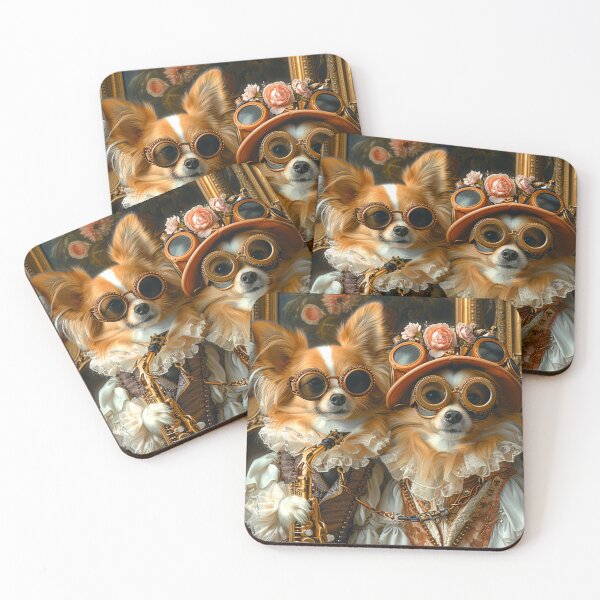 Item preview,  Two Papillon dogs in steampunk style with a saxophone. designed and sold by IrinaMinevich.
