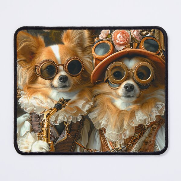 Item preview,  Two Papillon dogs in steampunk style with a saxophone. designed and sold by IrinaMinevich.
