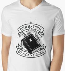 Brennen Sie Ihre schwarzen Bücher T-Shirt mit V-Ausschnitt für Männer