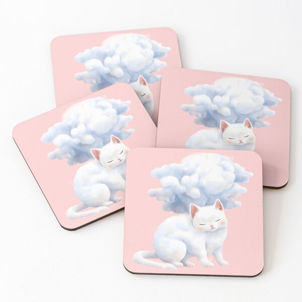 Item preview, Dreamy White Cat Looking Up at the Clouds designed and sold by Pawfectly Cute.