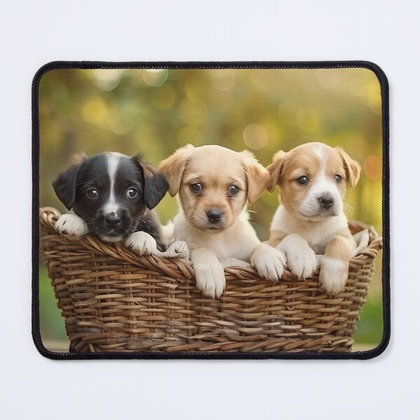 Item preview, Cute puppies in basket designed and sold by CatsAndDogs-TF.