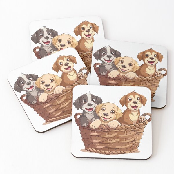 Item preview, Cartoon Puppies in basket designed and sold by CatsAndDogs-TF.