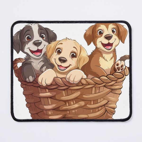 Item preview, Cartoon Puppies in basket designed and sold by CatsAndDogs-TF.