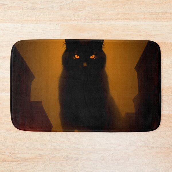 Item preview, Black Catzilla In Ominous Town designed and sold by TheDarkWardrobe.