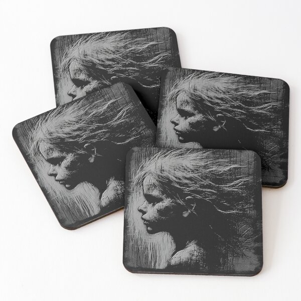 Item preview, Black and gray - Engraved metal illustrations collection by Red Siri0 (girl profile)  designed and sold by Red Siri0 Art.
