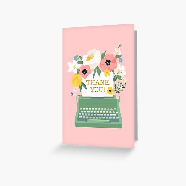 Item preview, Thank You (Flowers & Typewriter) designed and sold by Paper Bee Gift Shop.