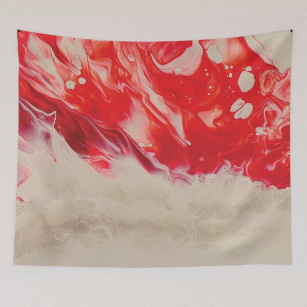 Item preview, Bright Red Acrylic Pour Painting  designed and sold by OneCreativePup.
