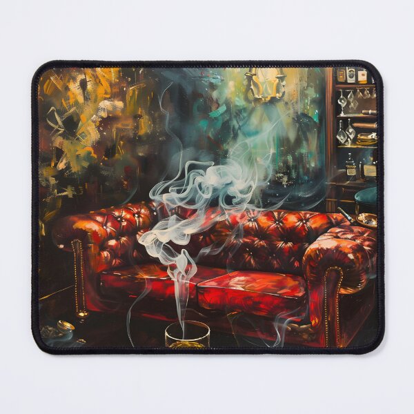 Item preview, Masculine Elegance Unleashed - A Leather-Clad Lounge Retreat in the Dance of Thick Cigar Smoke designed and sold by OlfactoART Studio.