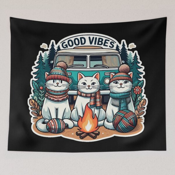 Item preview, cute cats camping in forest  designed and sold by Coollzone.