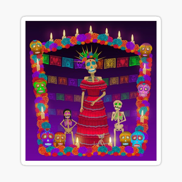 Purple Ómbre Day of the Dead Sticker