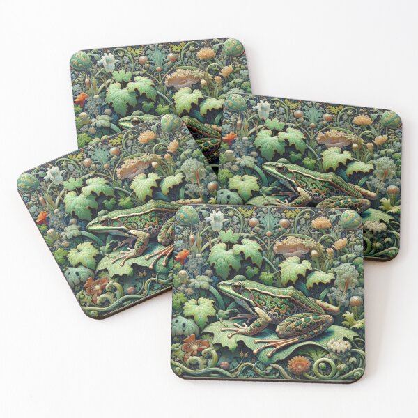 Item preview, Mystic Toad Charm Pillow William Morris style designed and sold by Mari67-Ink.