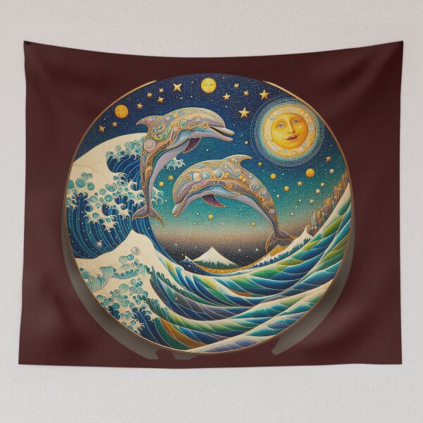 Item preview, Dolphins at play 2 designed and sold by Kallak-AI-Art.