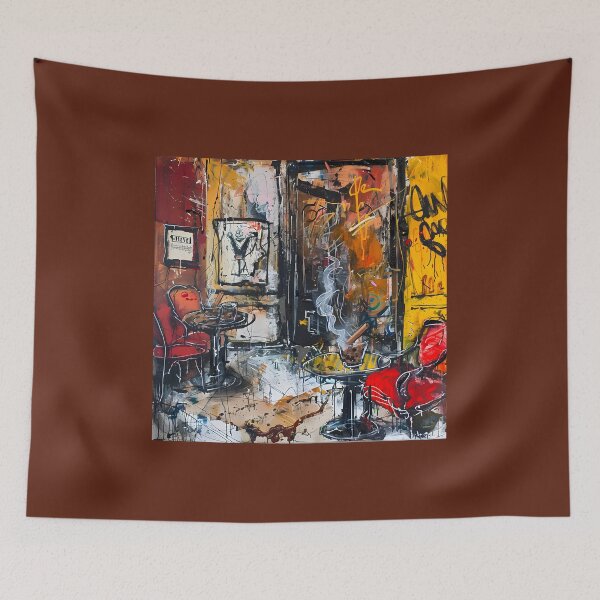 Item preview, Urban Serenity- A Graffiti-Infused Cigar Lounge Odyssey in Artistic Chaos Digital Art designed and sold by OlfactoART Studio.