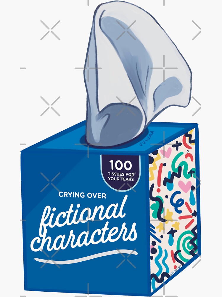 Thumbnail 3 von 3, Sticker, Taschentuchbox „Crying Over Fictional Characters“ – Bücher-Merch und Geschenke | Kindle-Aufkleber designt und verkauft von vvivaa.