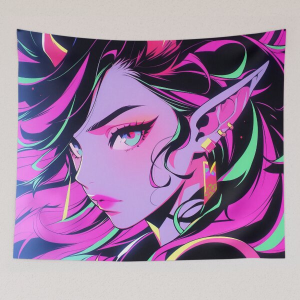 Item preview, Neon Cyber Futuristic Glow Anime Girl designed and sold by bubblegoth.