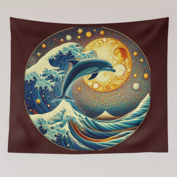 Item preview, Dolphins at play 3 designed and sold by Kallak-AI-Art.