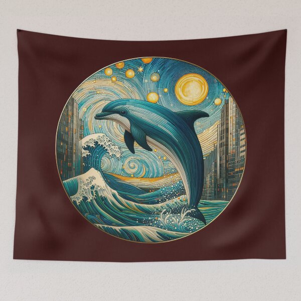 Item preview, Dolphins at play 4 designed and sold by Kallak-AI-Art.