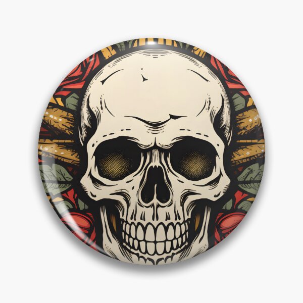 Artikelvorschau, Rebel Roses: Gothic-Schädel umgeben von üppigen Blumen, Dartboard-inspiriertem, ausgefallenem Tattoo-Kunstwerk entworfen und verkauft von WarFX Designs.