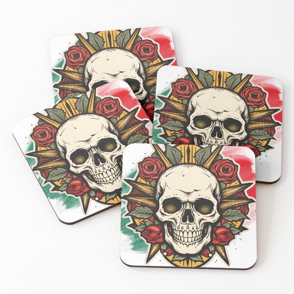 Item preview, Rebel Roses: Gothic Skull Surrounded by Lush Florals, Dartboard-Inspired, Edgy Tattoo Artwork designed and sold by WarFX Designs.