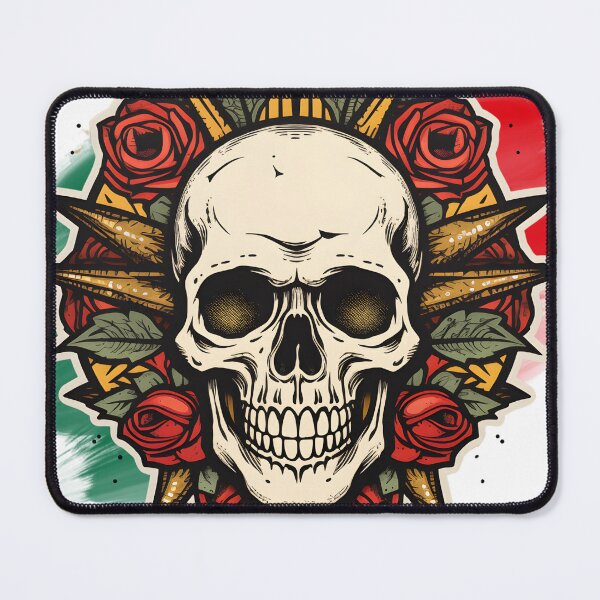 Item preview, Rebel Roses: Gothic Skull Surrounded by Lush Florals, Dartboard-Inspired, Edgy Tattoo Artwork designed and sold by WarFX Designs.