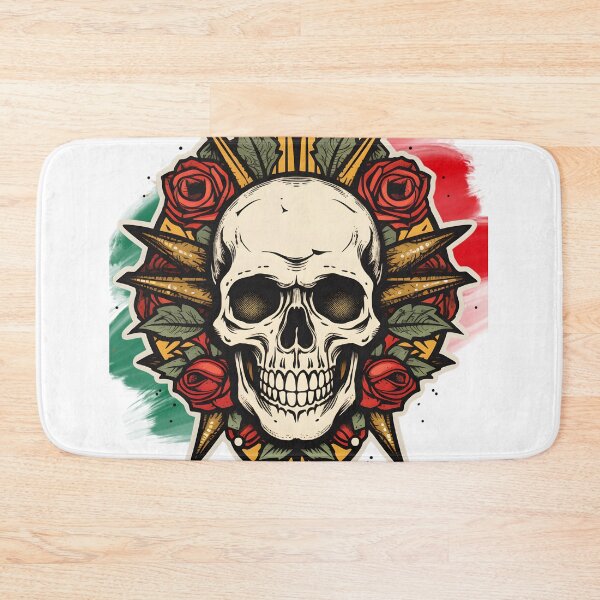 Item preview, Rebel Roses: Gothic Skull Surrounded by Lush Florals, Dartboard-Inspired, Edgy Tattoo Artwork designed and sold by WarFX Designs.